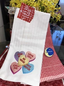 VALENTINSTAG KONVERSATION HERZEN SÜSSIGKEITEN Geschirrtücher 2 Stück 16x28 - Bild 1 von 4