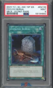 YuGiOh Speed Duel - EN139 Foolish Burial Secret Rare - 1st Edition PSA 9 Graded - Picture 1 of 2