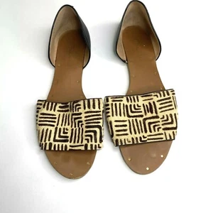 Madewell Kalbshaar offene Zehenpartie Sandalen hellbraun schwarz Slipper Größe 7,5 Damen - Bild 1 von 7