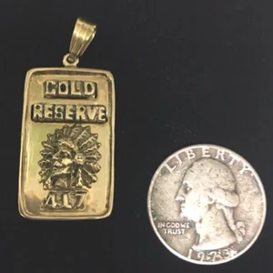 10 Karat Gold Indian chief  Ingot Pendant  - Picture 1 of 2