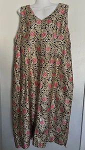 Vintage 50s 60's Bombshell Gold & Pink Lame Dress Plus Size VLV  - Picture 1 of 5