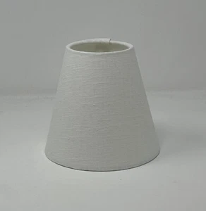 Lampshade White Textured 100% Linen Small Candle Clip Tapered Chandelier - Picture 1 of 8