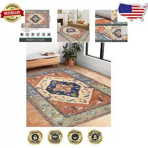 Vintage 4x6 Rug - Retro Kitchen Accent & Soft Non-Slip Carpet for Living Room - Picture 1 of 8