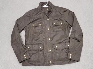 J. Crew Jacke Damen Medium olivbraun Downtown Field Army gewachst Utility Druckknopf - Bild 1 von 14