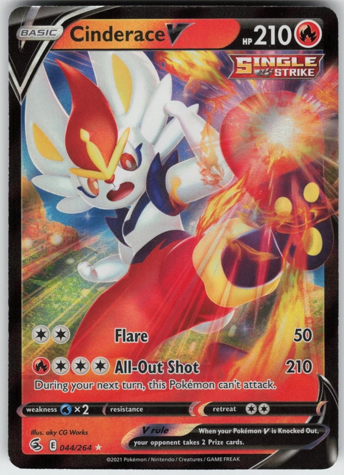 Foil Cinderace V (44) 044/264 SWSH08: Fusion Strike Ultra Rare NM - Image 1 of 1