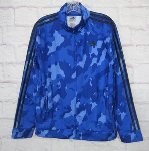 Adidas Blue Camo Tricot Jacket Boys Size XL 18/20 Full Zip Athletic Soccer EUC - Picture 1 of 10