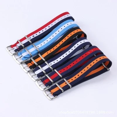 One-piece Canvas Nylon Watch Strap Single-pass Woven Wristband 14 16 18 20 22mm - Image 1 of 4