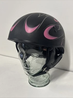 CASCO MOTO GMAX 55S 1/2 Casco DOT Rosa Llamas Damas Mujeres’s Grande Foto 1 de 4
