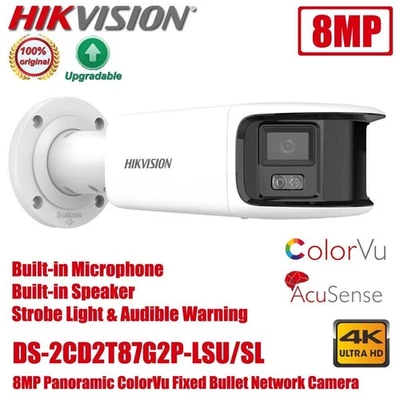Hikvision 4K 8MP DS-2CD2T87G2P-LSU/SL 180° Panoramic ColorVu Bullet IP Camera - Image 1 of 4