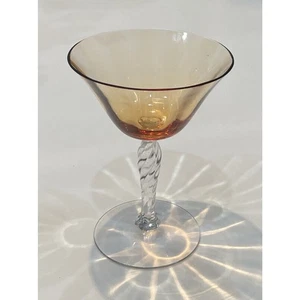 Amber Glass Twisted Stem Clear Vintage Cordial. Mint condition! - Picture 1 of 18