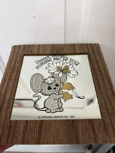 Vintage Mirror 1982 Original Mirror Mouse Flowers Sweet Things Remind Me Of You - Picture 1 of 5