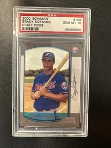 Bowman Draft Picks Grady Sizemore 2000 novato PSA GEMA como nuevo 10 tarjetas # 109 JL - Imagen 1 de 2