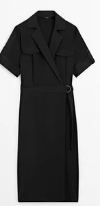Massimo Dutti schwarzes Wickel-Midikleid Größe S  - Bild 1 von 5