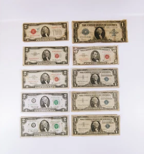 Lot of US Paper Currency $ 1-2-5 $ Bills Collectibles Silver Certificate Circulu - Picture 1 of 6