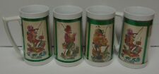 SET 4 Vintage 1976 BASS TROUT FISHING CARICATURE CARTOON THERMO SERV BEER MUGS