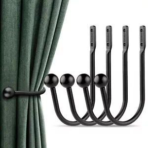 4 Pack Wall Mount Curtain Holdbacks Drapery Tiebacks Retro Window Hook for Home - Picture 1 of 7