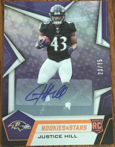 2019 Rookies & Stars Rookies Longevity Signatures Justice Hill #116 #’d 23/75 - Picture 1 of 2