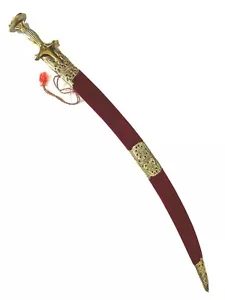 Guaina Mahroon con manico in ottone Talwar indiano artigianale full size 38 pollici - Foto 1 di 4