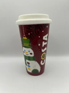 Costa Kaffee Reise große Tasse Becher Deckel Schneemann Weihnachten Limited Edition **selten** - Bild 1 von 7