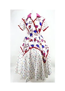 VTG 80s SHERRI LANE TURTLE DRESS AVANT GARDE NEW WAVE CIRCLE SKIRT WHIMSICAL - Picture 1 of 24