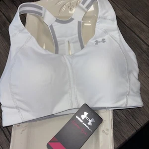 NWT Under Armour Women's 32C High Impact Sports Bra White Heat Gear - Picture 1 of 6