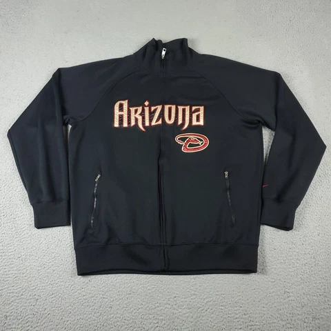 Nike Arizona Diamondbacks Jacket Mens Large Black Full Zip Sweater MLB Cover