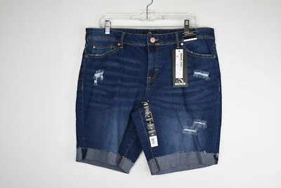 Pantalones cortos de mezclilla para mujer Jordache Bermuda DarkWash 16 Foto 1 de 4