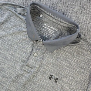 Under Armour Performance Polo 2XL Gray Solid Short Sleeve Golf Heatgear - Picture 1 of 8