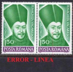 080 - ROMANIA 1990 - Ienachita Vacarescu - Poet - Writer - ERROR - MNH - Picture 1 of 2