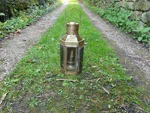 Große Messing viktorianischer Stil flache Rückwandlampe/Leuchte/Laterne Haus draußen Scheune - Bild 1 von 12