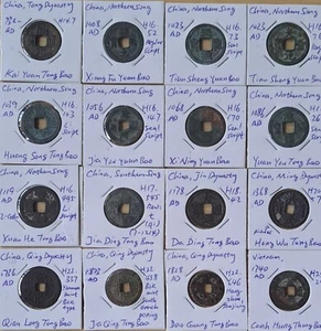 China, Vietnam,  a lot of 16 pcs ancient cast cash coins 732 - 1828 AD - Picture 1 of 10