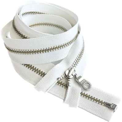YKK #3 4" - 36" Nickel Silver Metal Doughnut Pull Jacket Zipper Separating - Image 1 of 3
