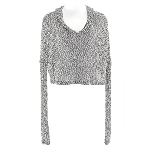 Staring at Stars Sz S Black Cream Drop Shoulder Hooded Poly Ray Crop Sweater - Picture 1 of 6