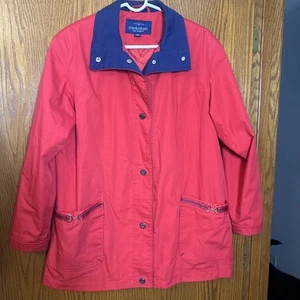 Mackintosh New England Women’s Red L Lightweight Jacket Poly‑Cotton Hood Trim - Picture 1 of 5