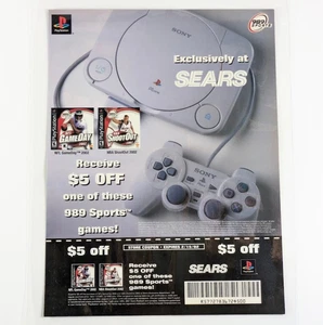 PlayStation PS One 2001 video game Laminated Ad Sears 989 Sports Promo Gift - Picture 1 of 6