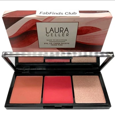Laura Geller THINK PINK Eye, Lip, Cheek Palette Highlighter Blush NIB Sealed! - Image 1 of 2