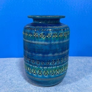 Florero FLAVIA Rimini Azul 18 cm 7,1 pulgadas Italiano Vintage Cerámica Estilo Bitossi - Imagen 1 de 8