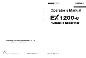HITACHI EX1200-6 HYDRAULIC EXCAVATOR OPERATORS MANUAL - Picture 1 of 9