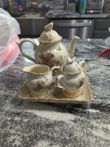 Juego de té vintage Cracker Barrel Easter Traditions - tetera crema azucarero bandeja - Imagen 1 de 16