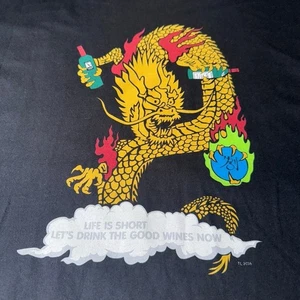 Graphic Tee Herren Gr. L Life is short, drink the good wines Hanes Beefy T Blk - Bild 1 von 9