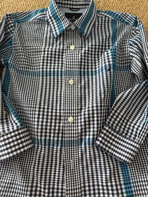 Camisa con botones Nautica Kids L/S, cuadros de guinga, azul, azul marino y blanco, 5-6 Foto 1 de 4