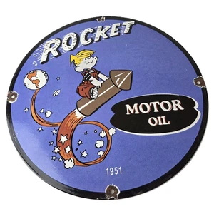 Vintage Rocket Motor Oil Schild - Tankstelle Pumpe Porzellanschild - Bild 1 von 14