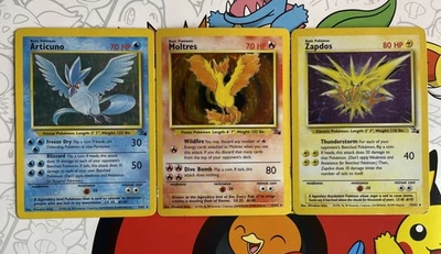 Legendary Birds Fossil Articuno, Zapdos & Moltres Holo 15/62, 12/52, 2/62 MP - Image 1 of 4