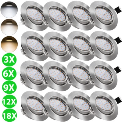 5W Led Einbaustrahler Flach 230V Einbaurahmen Deckenstrahler Einbauspot Spot Set - Bild 1 von 4