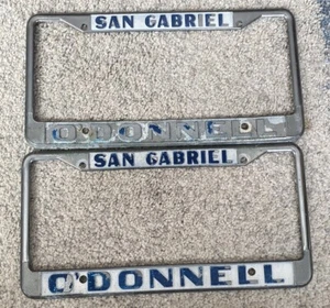 VINTAGE O’DONNELL BUICK Händler Teller Rahmen San Gabriel CA seltenes Paar Metall - Bild 1 von 12