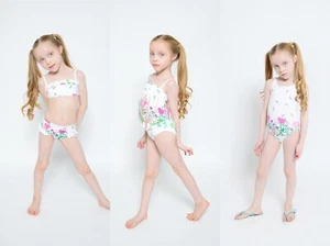 Toddler girls flower Prints swimwear swimsuit bikini beachwear one Piece - Picture 1 of 11