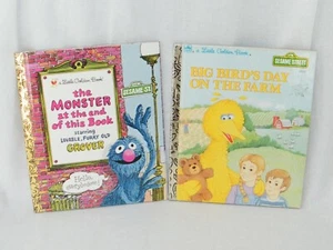 Vintage Little Golden Book Set of 2 Sesame Street Grover Monster & Big Bird Farm - Picture 1 of 11
