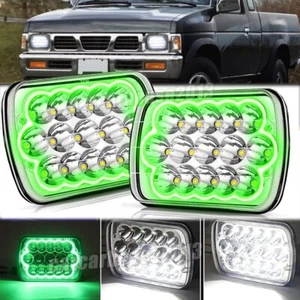 2pc 5X7" 7x6inch Rectangle LED Hi/Lo Headlight Green DRL for Toyota Pickup Truck - Picture 1 of 18