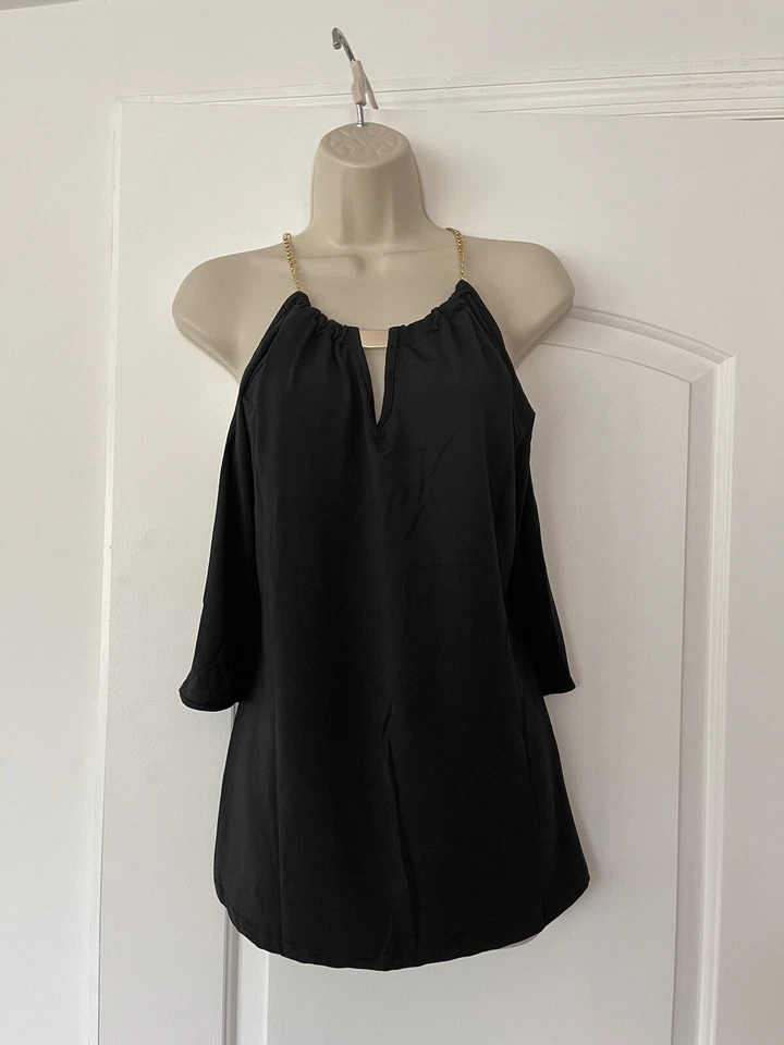 Ambiance 1X Black Striped Top Half Sleeve Rose Red Stitched