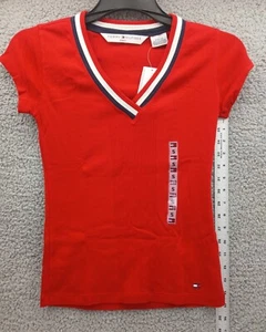 Tommy Hilfiger V Neck Knit Shirt Short Sleeve Women Sz. Small NWT 3076 - Picture 1 of 7